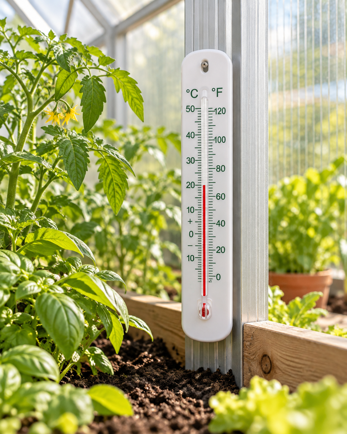 Gewächshausthermometer – Temperaturkontrolle im Gewächshaus, -20 bis +50 °C.